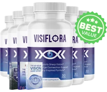 VisiFlora Ultimate package with six supplement bottles